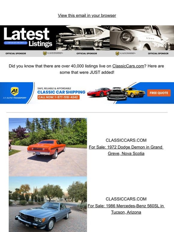 Speed through these listings to find your classic car!