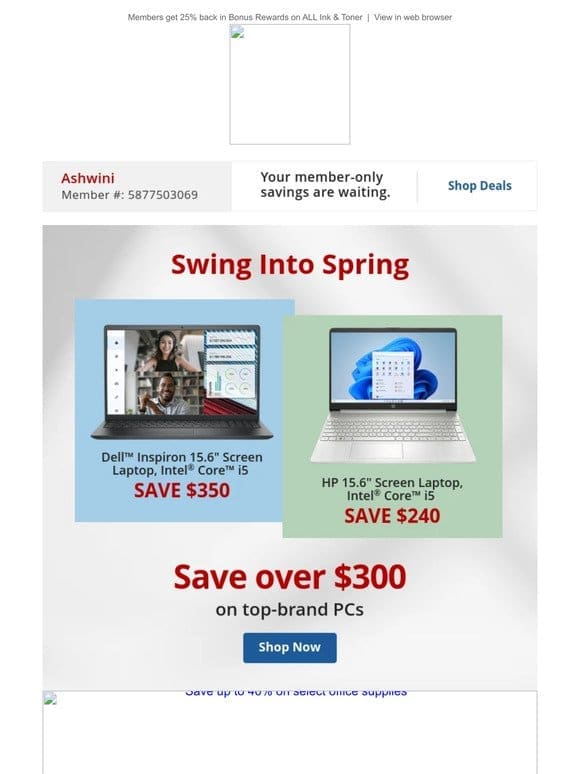 Spring Deals: Over $300 Off Top Brand PCs， Over 40% Off Select Furniture & More