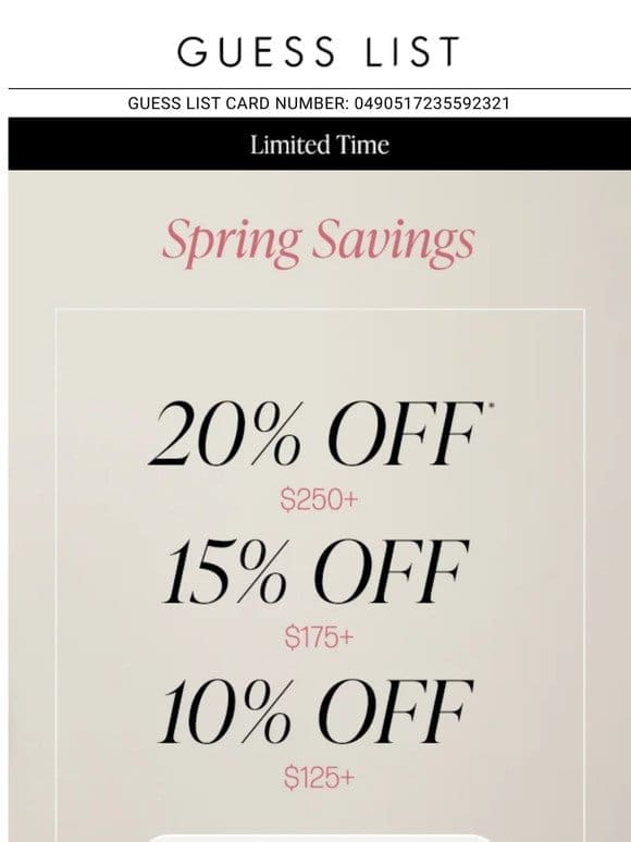 Spring Savings Are Here