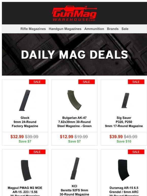 Stick Around For These Deals | Glock 9mm 24rd Mag for $33