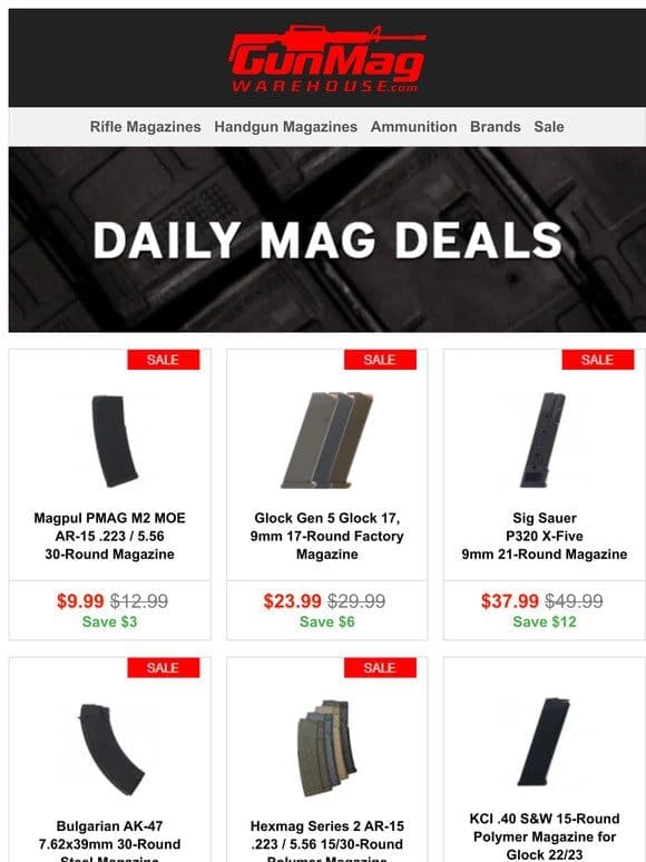 Stock Up On All Your Favorite Magazines | Magpul Pmag G2 AR15 30rd Mag for $10