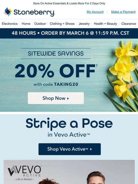 Stripe A Pose With 20% Off Vevo Active