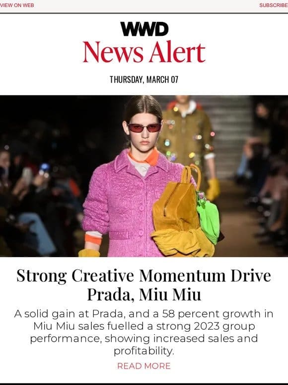 Strong Creative Momentum Drive Prada， Miu Miu