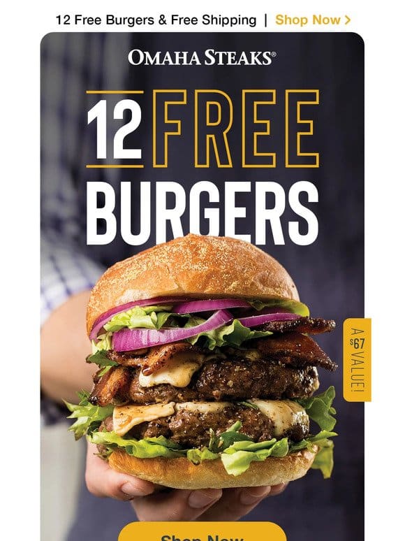 TODAY ONLY: 12 FREE filet mignon burgers!