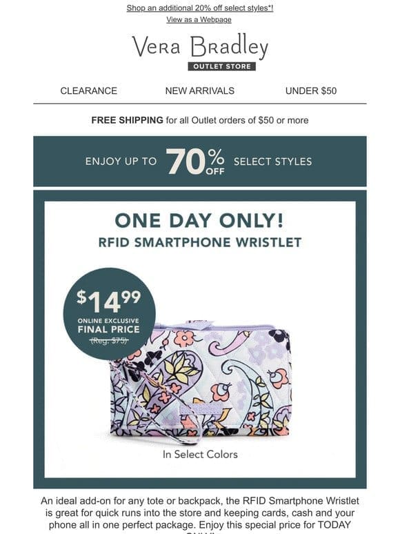 TODAY ONLY! $14.99 RFID Smartphone Wristlet