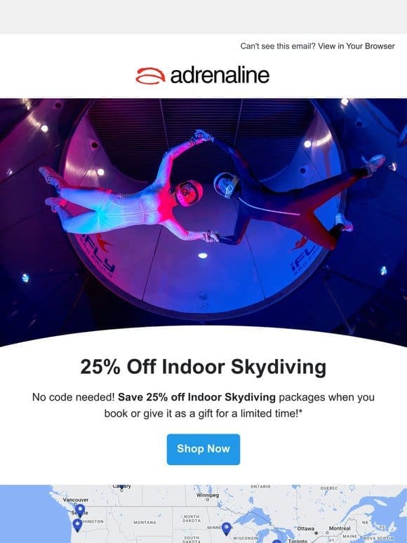 Take 25% Off Indoor Skydiving!