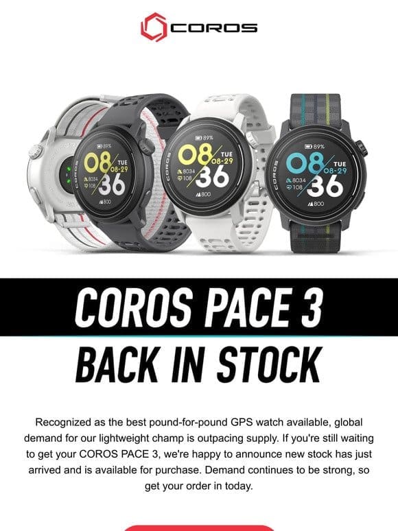 The PACE 3 is Back in Stock