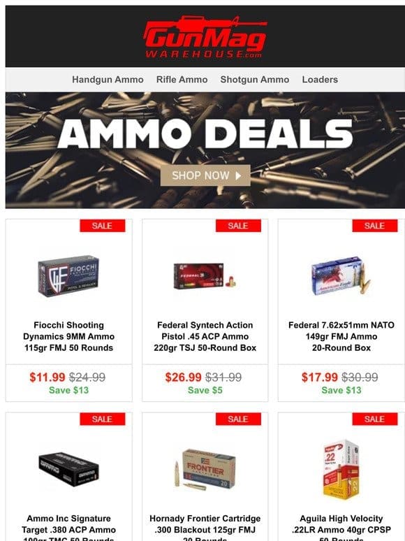 These Ammo Deals Are Too Good To Pass Up | Fiocchi 9mm 115gr 50rd Box for $12