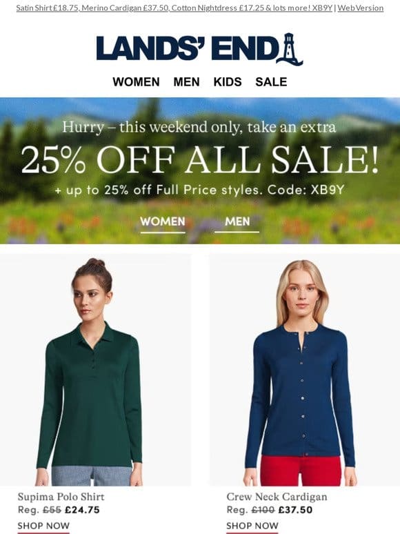 This weekend only: EXTRA 25% OFF ALL Sale