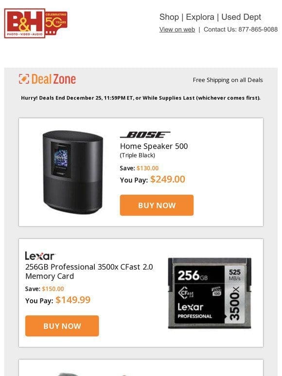 Today’s Deals: Bose Home Speaker， Lexar 256GB Pro CFast 2.0 Memory Card， The Pod The Green Pod Camera Platform， Auray Desktop Isolation Filter w/ Stand and more