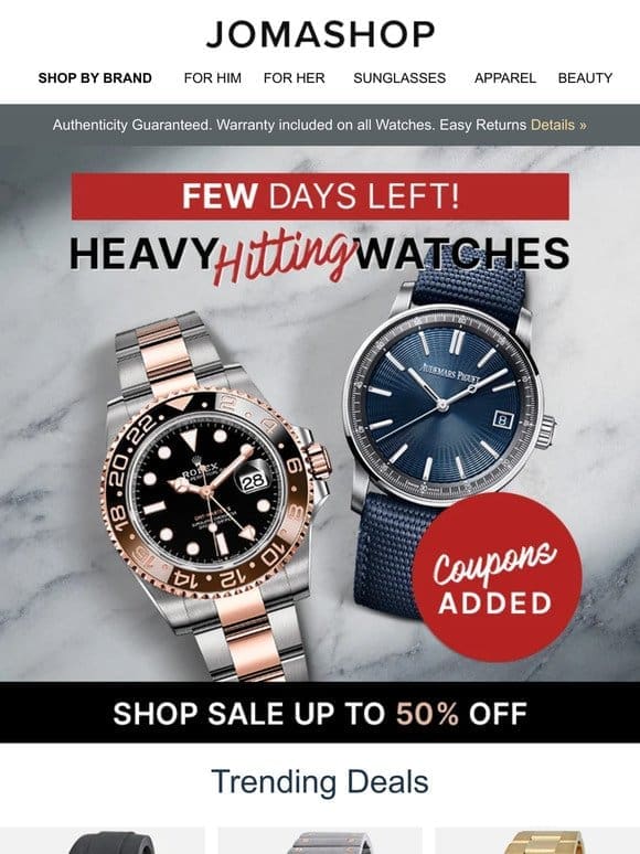 ULTRA HIGH END WATCHES: FOR YOU (50% OFF)