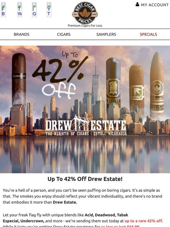 Up To 42% Off Drew Estate