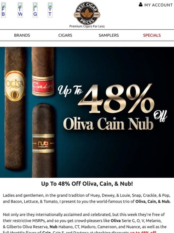 Up To 48% Off Oliva， Cain， & Nub