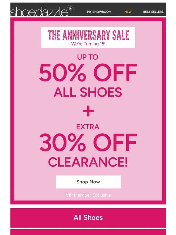 Up to 50% Off Shoes + 30% Off Clearance!