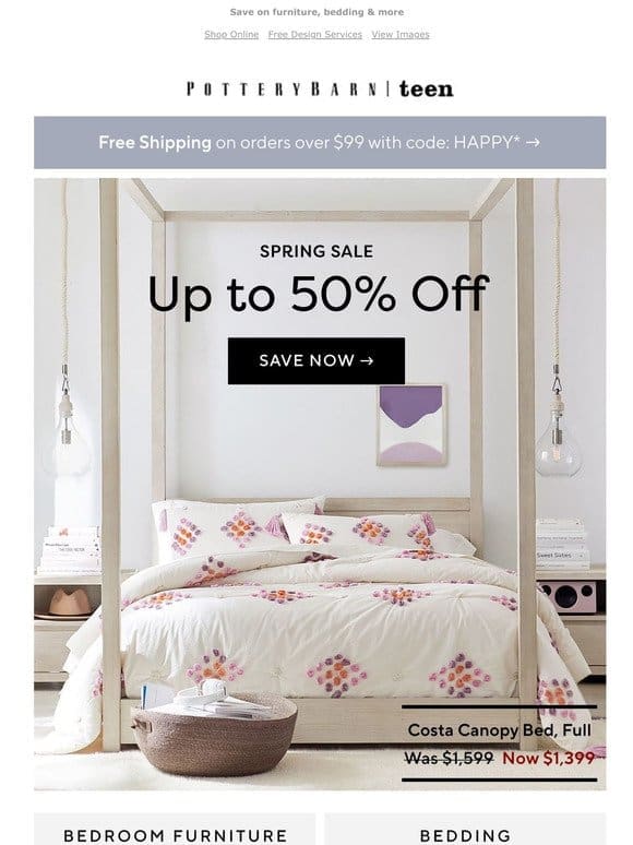 Up to 50% off Spring deals