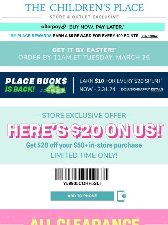 Want $20 on us? Here’s your Store Exclusive!