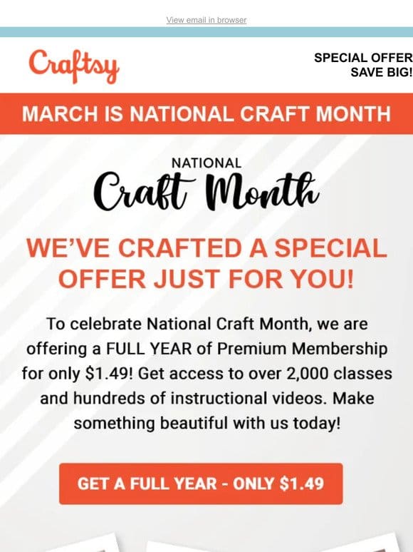 We are “Sew Excited” about our $1.49 National Craft Month Deal!