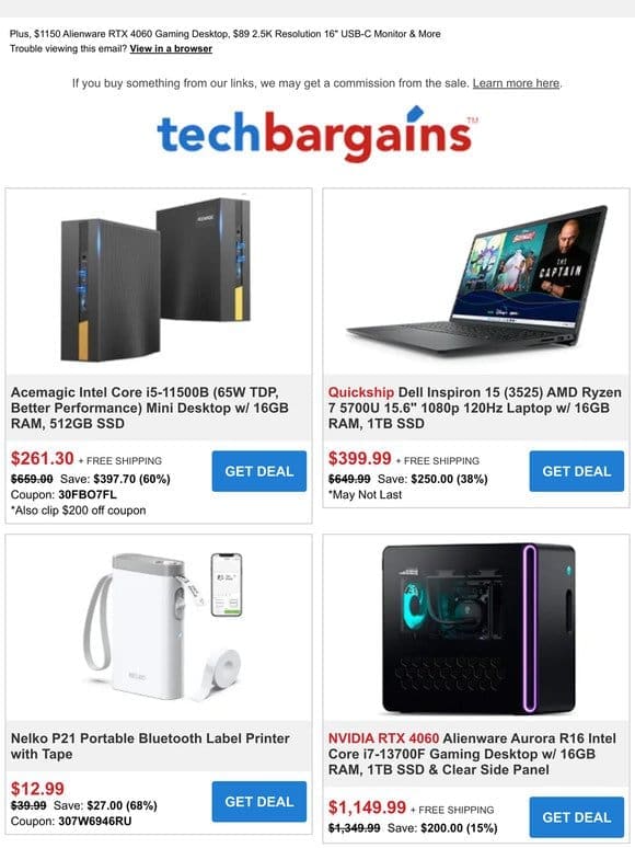 Weekend Deals: $261 Acemagic Core i5-11500B Mini Desktop， $13 Label Printer， 10% off Uber Gift Cards & More