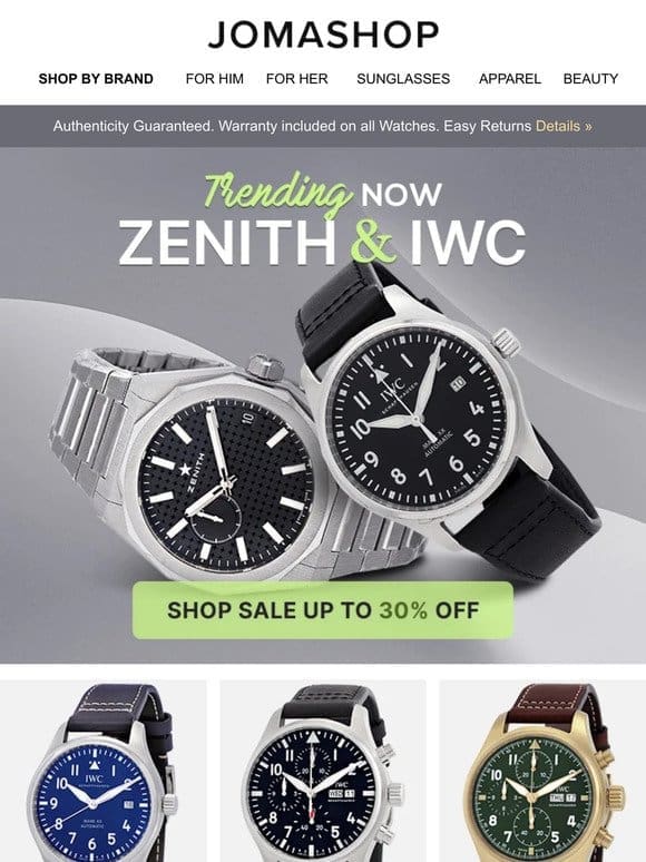 ZENITH & IWC WATCHES SALE   FOR YOU