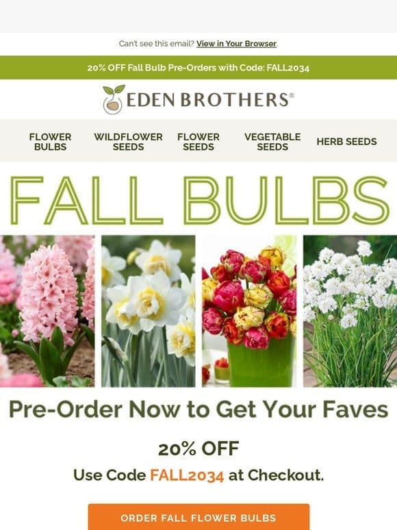 ‍  20% Off All Fall Bulb Pre-Orders