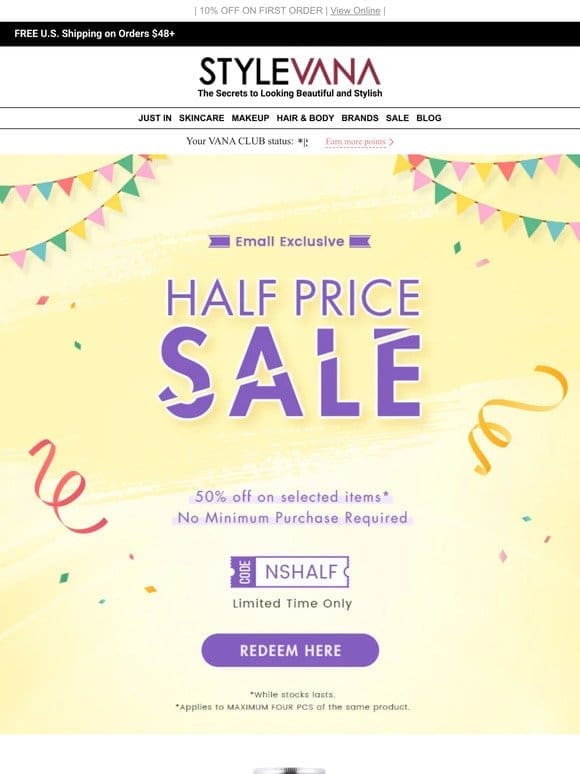‍♀️Friday Frenzy: 50% Off Half-Price Sale Starts Now!