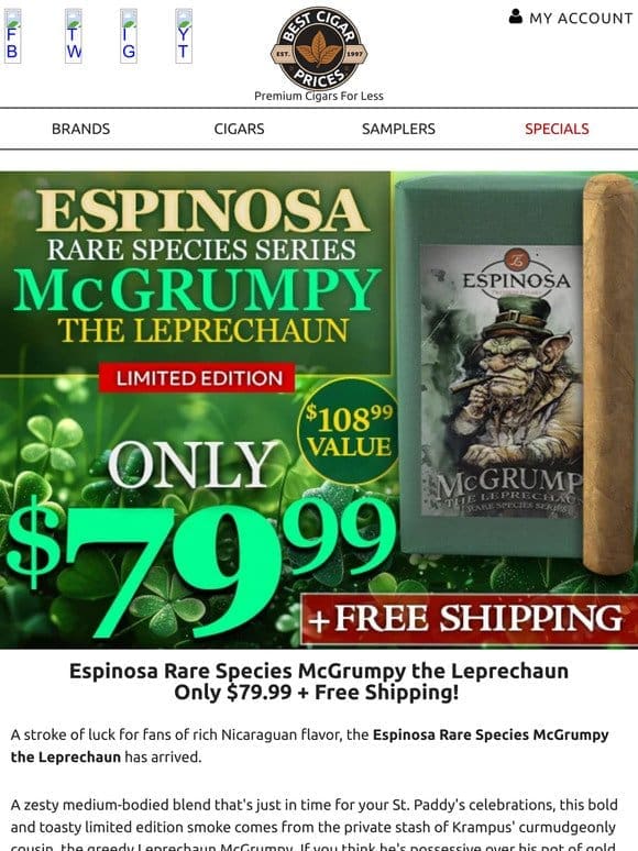 ☘️ Espinosa Rare Species McGrumpy the Leprechaun Only $79.99 + Free Shipping ☘️