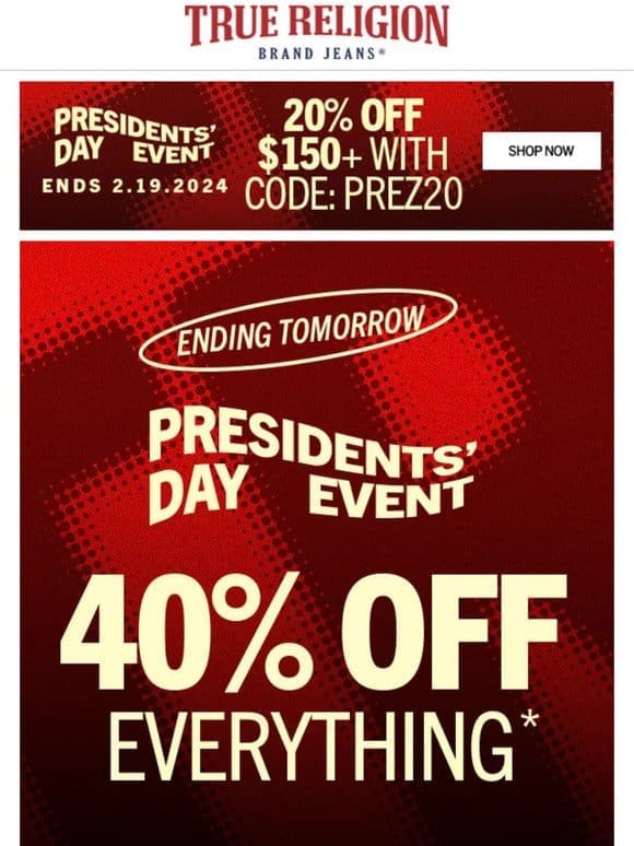 ⚠️ PRESIDENTS’ DAY SALE ENDS TOMORROW ⚠️