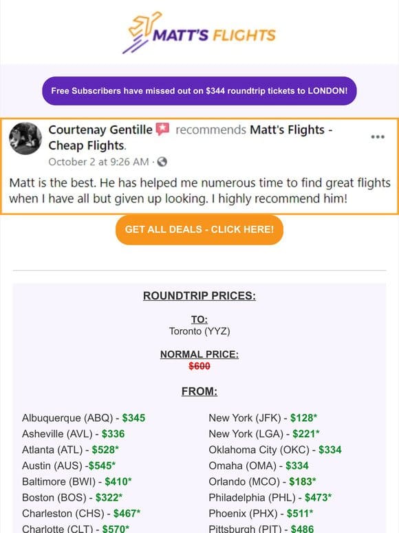 ✈️ TORONTO Starting at $88 Roundtrip Nonstop