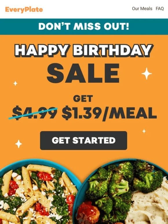 $1.39/meal | Party flavors inside