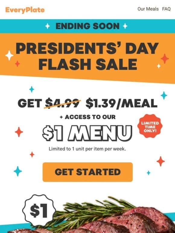 $1.39/meal   Presidential Palate Pleasers