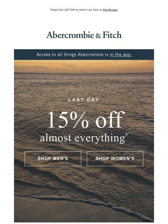 15% OFF is ending.