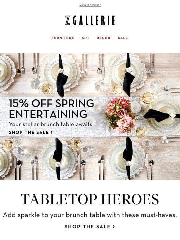 15% Off Dinnerware， Glassware， Serveware and More!