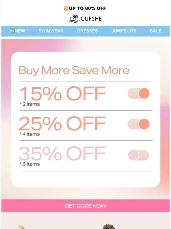 15%， 25%， 35% OFF