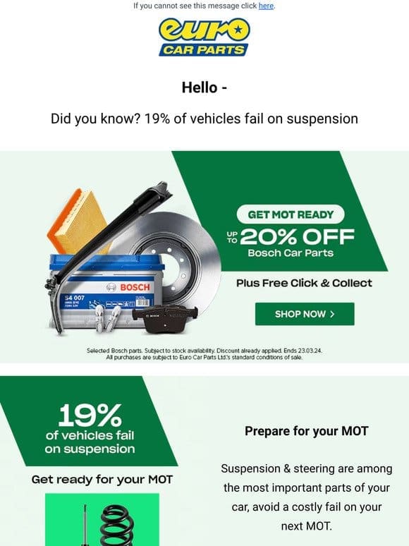 19% Of MOTs Fail On Suspension – Be MOT Ready!