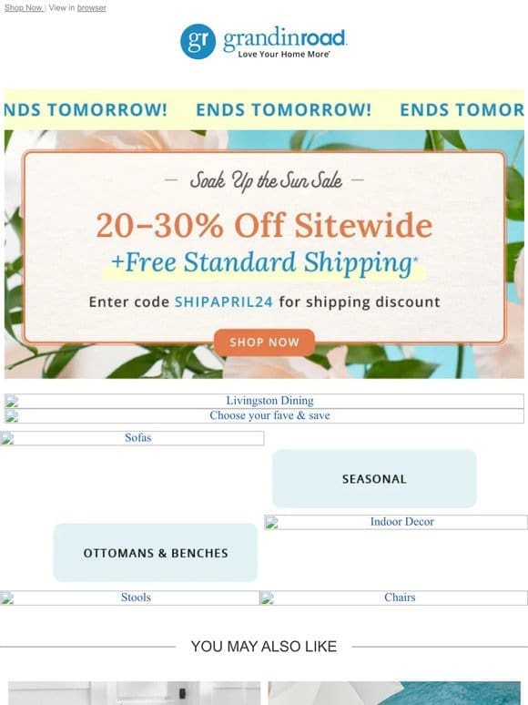 20-30% off + FREE STANDARD SHIPPING SITEWIDE