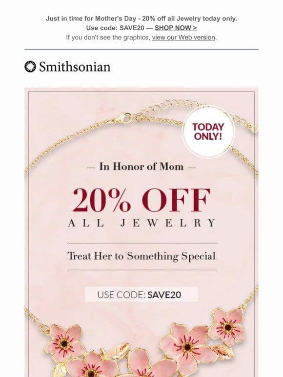 20% OFF Jewelry Mom Will Love – Today Only!