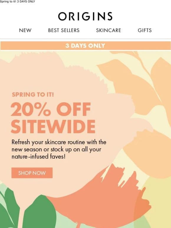 20% OFF Sitewide (+ A Gift， On Us!)