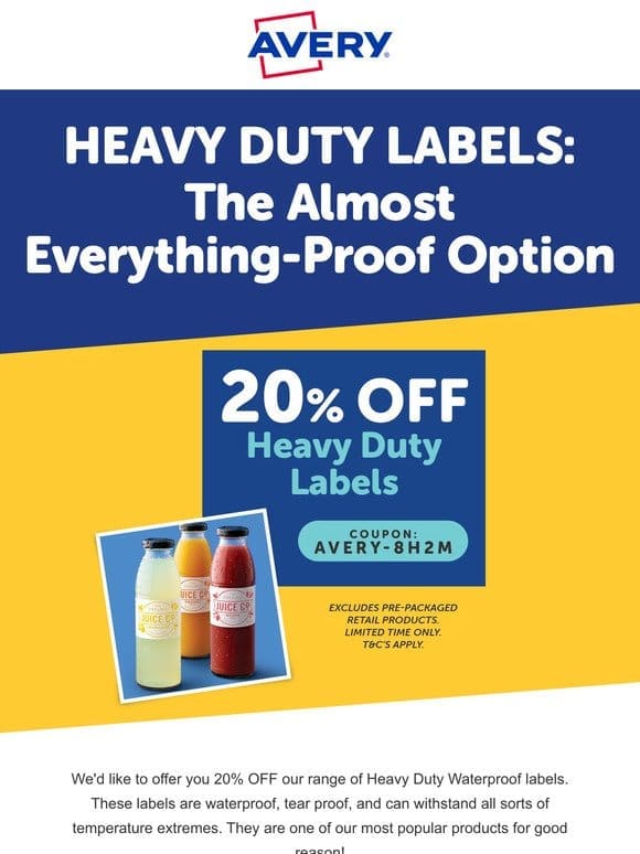 20% Off Heavy Duty Labels Sale