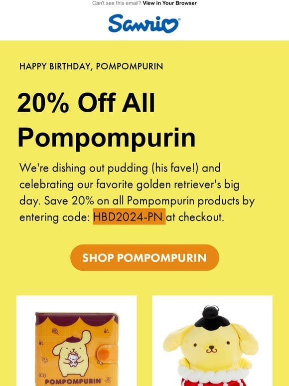 20% Off Pompompurin Items  ✨