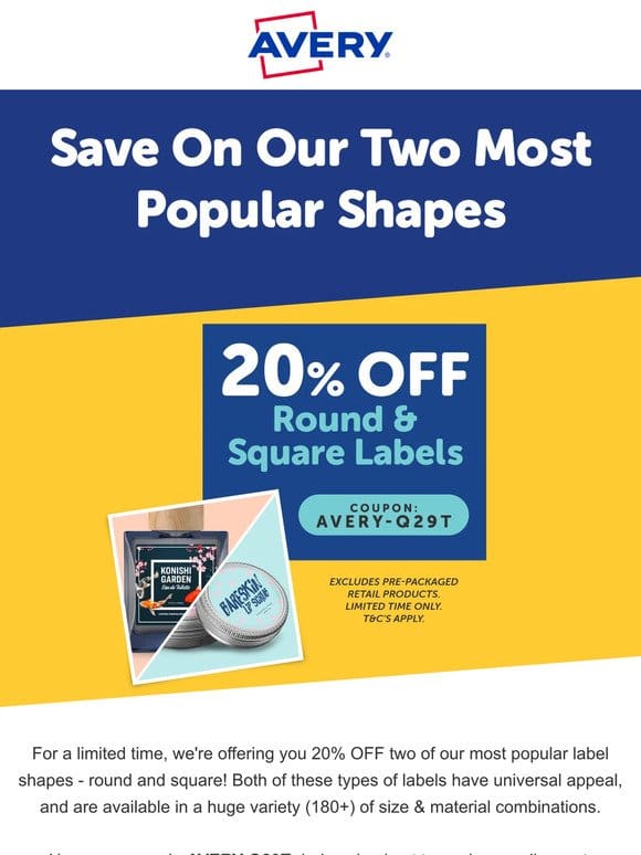 20% Off Round & Square Labels Sale