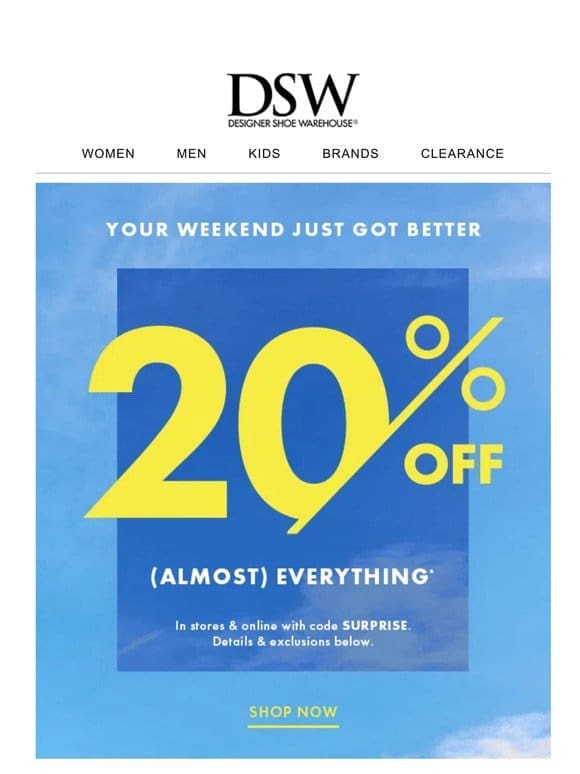 20% off (almost) everything for you (!)