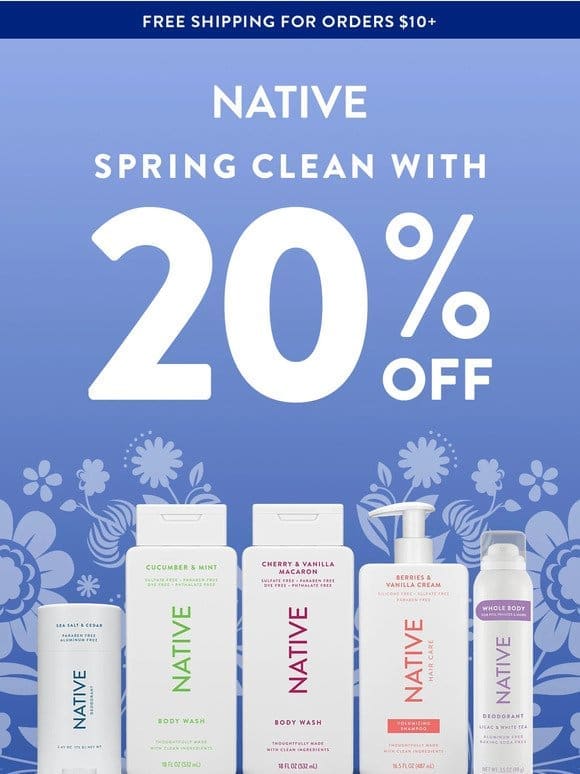 20% off however you spray， swipe & scrub