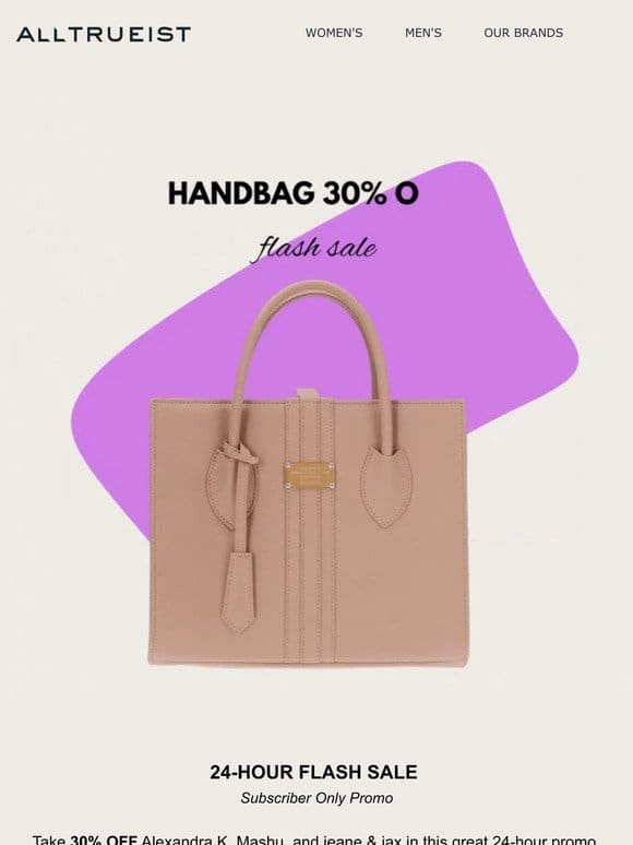 24 Hour Flash Sale | Vegan Handbags 30% OFF