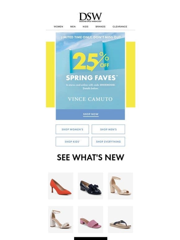 25% off Clarks， Vince Camuto， & more…