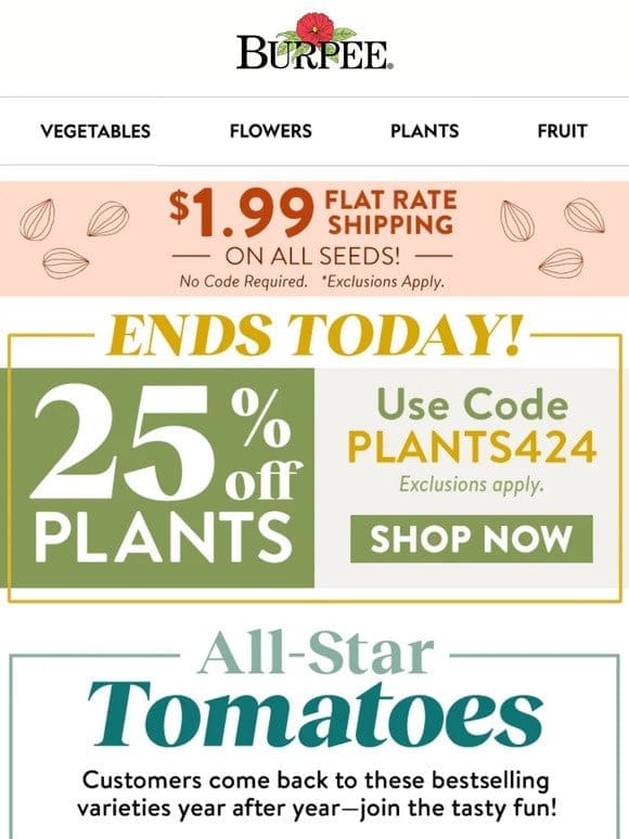 25% off plants ends soon!