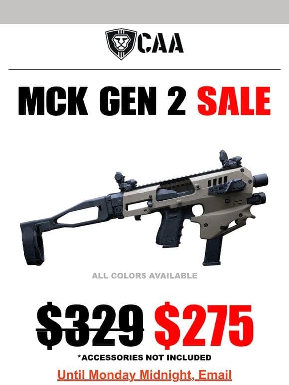 $275 For MCK Gen 2， Available For Email Subscribers Only For 2 Days