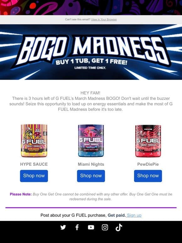 3 HOURS LEFT – BOGO MADNESS ⏰