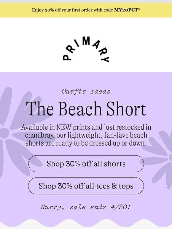 30% OFF: Breezy beach shorts for easy outfits