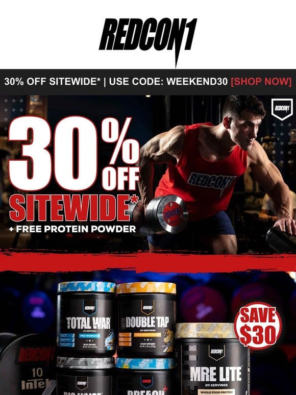 30% Off Sitewide* + Free MRE Lite Protein Powder