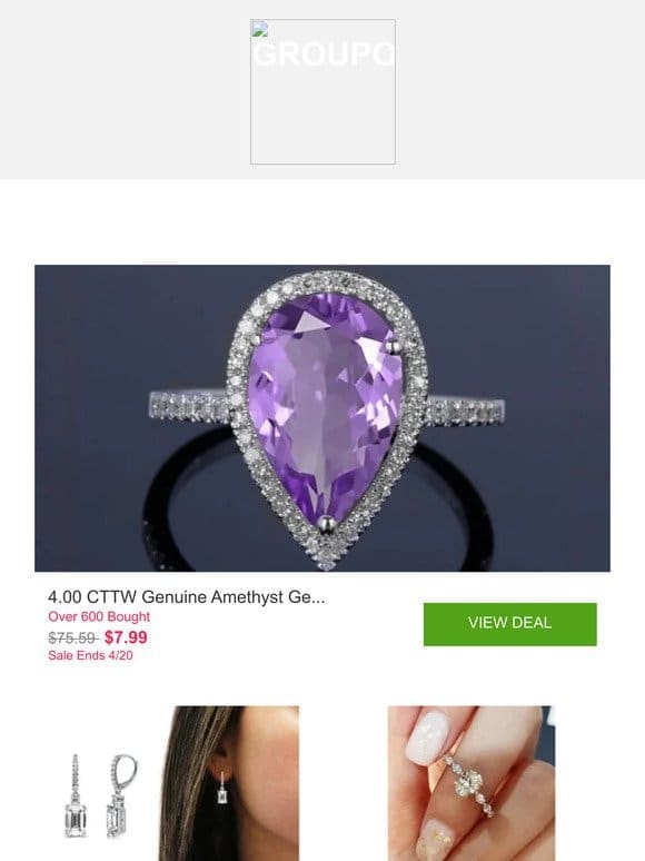4.00 CTTW Genuine Amethyst Gemstone Pear Cut Halo Ring and More
